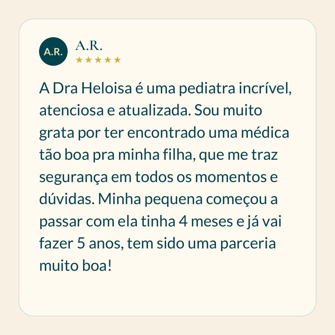 Depoimento sobre o atendimento da Dra. Heloisa Vianello, pediatra com atuação do pré-natal à adolescência.